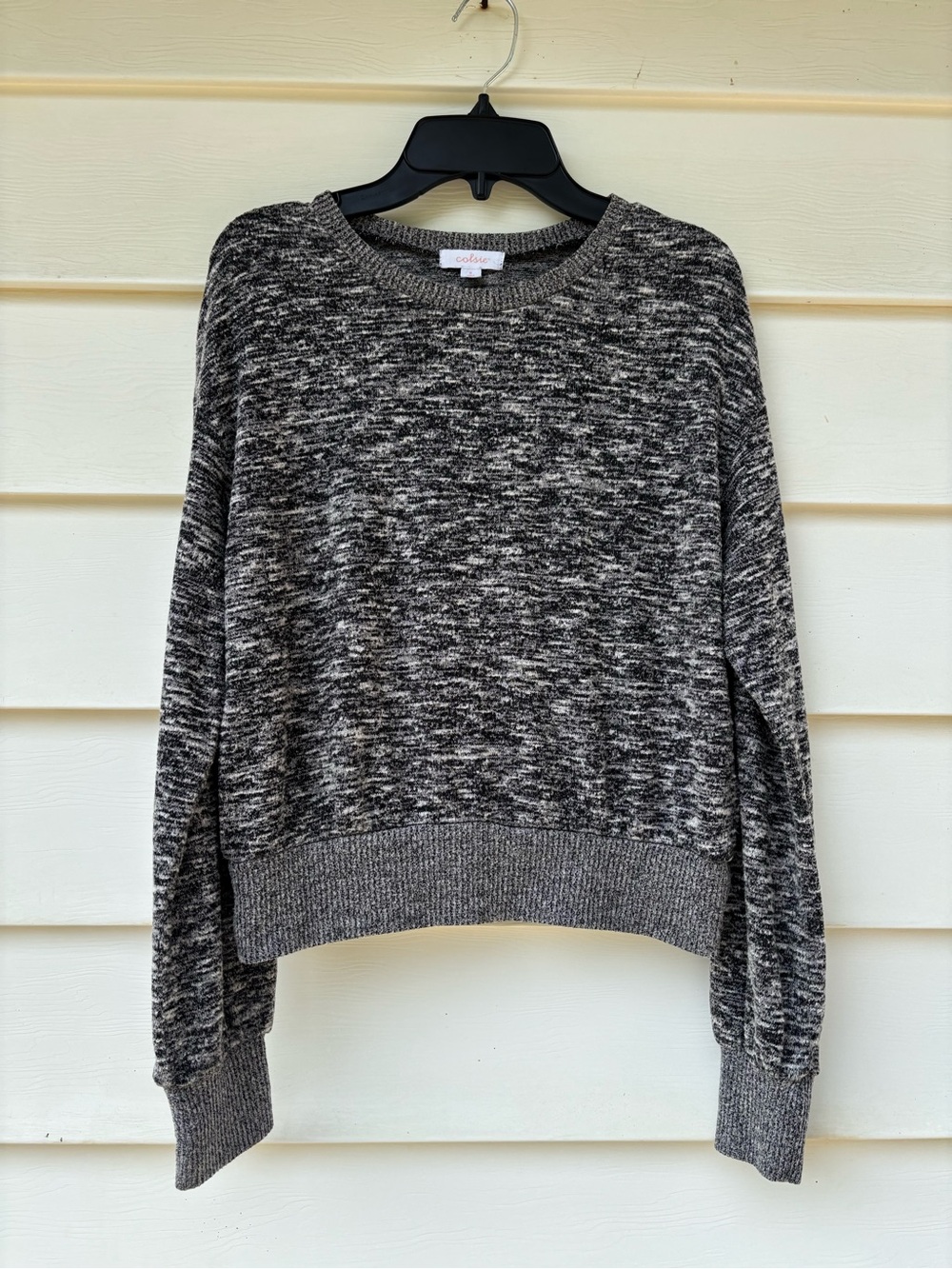 Colsie Marled Black & White Crewneck Sweater